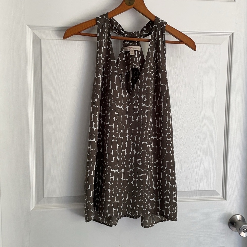 Banana Republic Brown and White Patterned Sleeveless Top